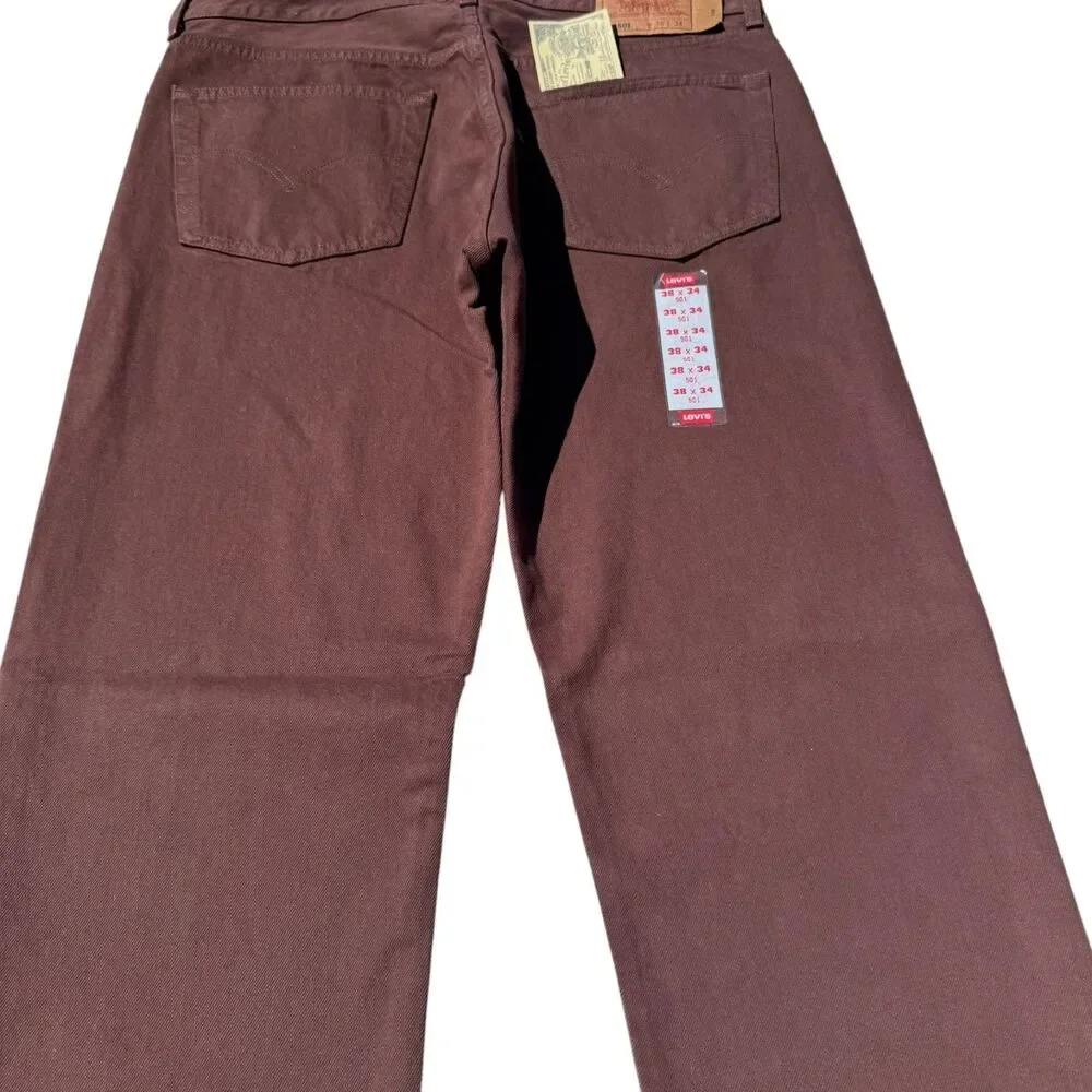 Vintage 1997 Levi's 501 Jeans 38x34 Brown Made in USA NWT Deadstock Factory 524